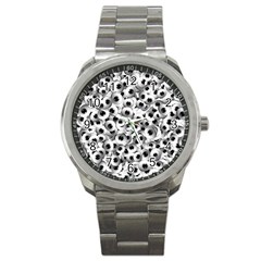 Eyes Drawing Motif Random Pattern Sport Metal Watch