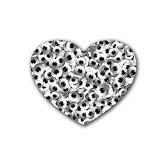 Eyes Drawing Motif Random Pattern Rubber Heart Coaster (4 Pack) by dflcprintsclothing