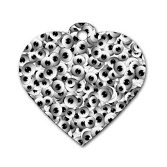 Eyes Drawing Motif Random Pattern Dog Tag Heart (two Sides) by dflcprintsclothing