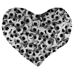 Eyes Drawing Motif Random Pattern Large 19  Premium Flano Heart Shape Cushions by dflcprintsclothing