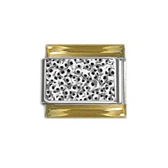 Eyes Drawing Motif Random Pattern Gold Trim Italian Charm (9mm)