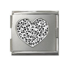 Eyes Drawing Motif Random Pattern Mega Link Heart Italian Charm (18mm)