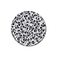 Eyes Drawing Motif Random Pattern Rubber Round Coaster (4 Pack) by dflcprintsclothing