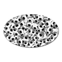 Eyes Drawing Motif Random Pattern Oval Magnet