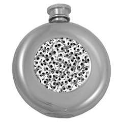 Eyes Drawing Motif Random Pattern Round Hip Flask (5 Oz) by dflcprintsclothing