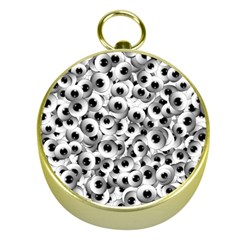 Eyes Drawing Motif Random Pattern Gold Compasses