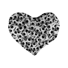 Eyes Drawing Motif Random Pattern Standard 16  Premium Flano Heart Shape Cushions by dflcprintsclothing