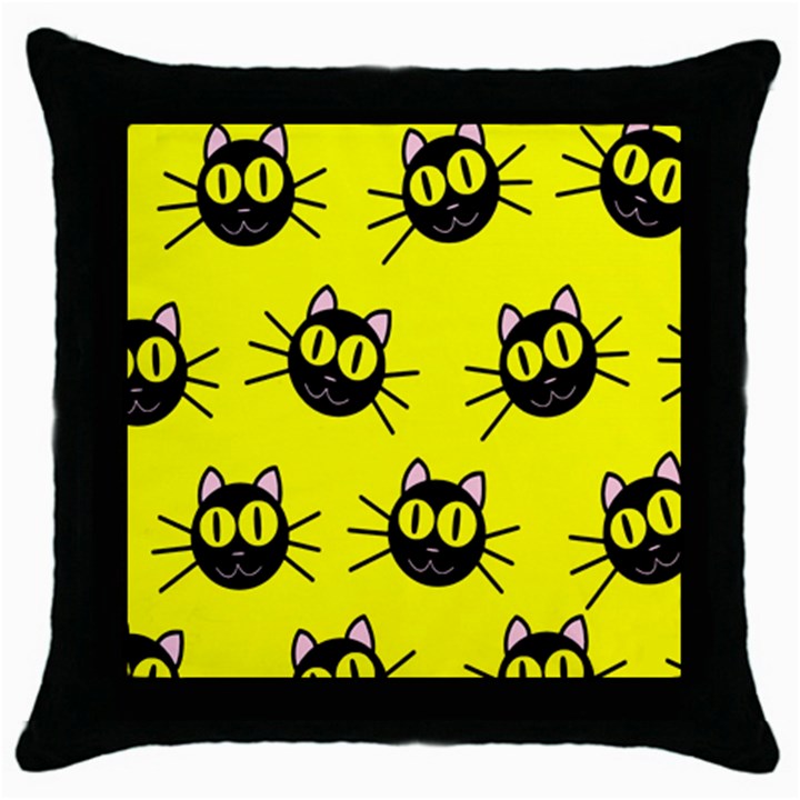 Cats Heads Pattern Design Throw Pillow Case (Black)