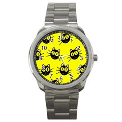 Cats Heads Pattern Design Sport Metal Watch by danenraven