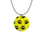 Cats Heads Pattern Design 1  Button Necklace Front