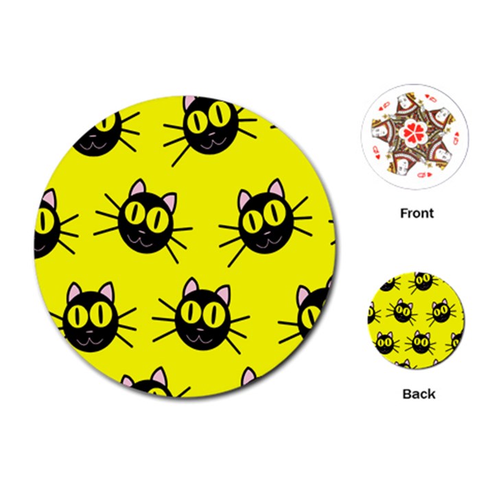 Cats Heads Pattern Design Playing Cards Single Design (Round)