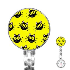 Cats Heads Pattern Design Stainless Steel Nurses Watch by danenraven