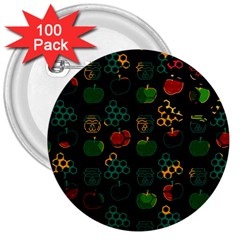 Apples Honey Honeycombs Pattern 3  Buttons (100 Pack)  by danenraven