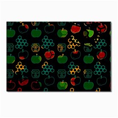 Apples Honey Honeycombs Pattern Postcard 4 x 6  (pkg Of 10)