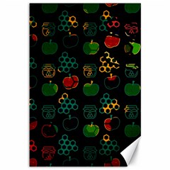 Apples Honey Honeycombs Pattern Canvas 12  X 18  by danenraven