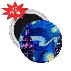 Starry Night In New York Van Gogh Manhattan Chrysler Building And Empire State Building 2 25  Magnets (10 Pack)  by danenraven