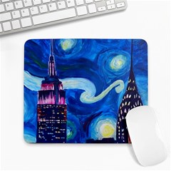 Starry Night In New York Van Gogh Manhattan Chrysler Building And Empire State Building Large Mousepad by danenraven