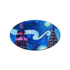 Starry Night In New York Van Gogh Manhattan Chrysler Building And Empire State Building Sticker (oval) by danenraven