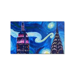 Starry Night In New York Van Gogh Manhattan Chrysler Building And Empire State Building Sticker Rectangular (10 Pack)