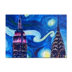 Starry Night In New York Van Gogh Manhattan Chrysler Building And Empire State Building Sticker A4 (10 Pack) by danenraven