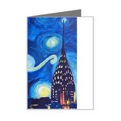 Starry Night In New York Van Gogh Manhattan Chrysler Building And Empire State Building Mini Greeting Card by danenraven