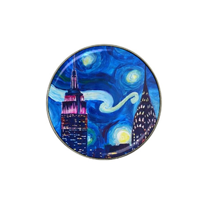 Starry Night In New York Van Gogh Manhattan Chrysler Building And Empire State Building Hat Clip Ball Marker (10 pack)