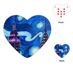 Starry Night In New York Van Gogh Manhattan Chrysler Building And Empire State Building Playing Cards Single Design (heart) by danenraven