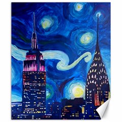 Starry Night In New York Van Gogh Manhattan Chrysler Building And Empire State Building Canvas 20  X 24  by danenraven