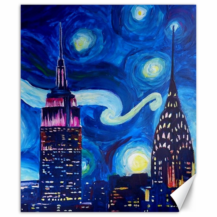 Starry Night In New York Van Gogh Manhattan Chrysler Building And Empire State Building Canvas 20  x 24 