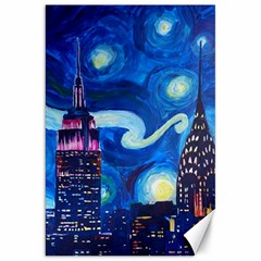 Starry Night In New York Van Gogh Manhattan Chrysler Building And Empire State Building Canvas 20  X 30  by danenraven