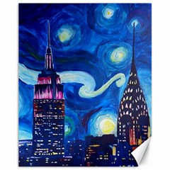 Starry Night In New York Van Gogh Manhattan Chrysler Building And Empire State Building Canvas 11  X 14  by danenraven