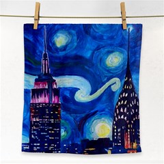 Starry Night In New York Van Gogh Manhattan Chrysler Building And Empire State Building Face Towel by danenraven