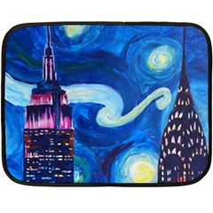 Starry Night In New York Van Gogh Manhattan Chrysler Building And Empire State Building Fleece Blanket (mini) by danenraven