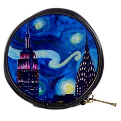 Starry Night In New York Van Gogh Manhattan Chrysler Building And Empire State Building Mini Makeup Bag by danenraven