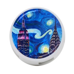 Starry Night In New York Van Gogh Manhattan Chrysler Building And Empire State Building 4-port Usb Hub (two Sides) by danenraven