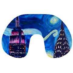 Starry Night In New York Van Gogh Manhattan Chrysler Building And Empire State Building Travel Neck Pillow by danenraven