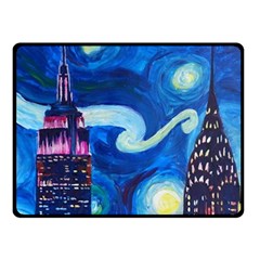 Starry Night In New York Van Gogh Manhattan Chrysler Building And Empire State Building Double Sided Fleece Blanket (small)  by danenraven