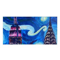 Starry Night In New York Van Gogh Manhattan Chrysler Building And Empire State Building Satin Shawl 45  X 80  by danenraven