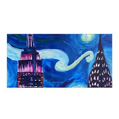 Starry Night In New York Van Gogh Manhattan Chrysler Building And Empire State Building Satin Wrap 35  X 70  by danenraven