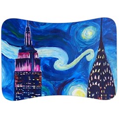 Starry Night In New York Van Gogh Manhattan Chrysler Building And Empire State Building Velour Seat Head Rest Cushion by danenraven