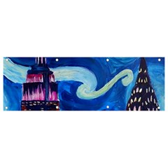 Starry Night In New York Van Gogh Manhattan Chrysler Building And Empire State Building Banner And Sign 9  X 3  by danenraven