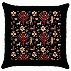 Carpet-symbols Throw Pillow Case (black) by Gohar