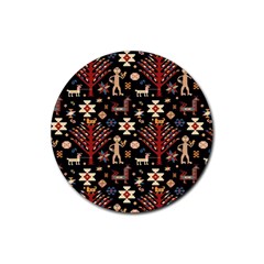 Carpet-symbols Rubber Round Coaster (4 Pack) by Gohar