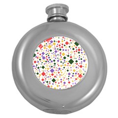 Abstract Pattern Illustration Background Wallpaper Round Hip Flask (5 Oz) by Wegoenart