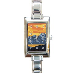 Illustration Landscape Nature Rectangle Italian Charm Watch by Wegoenart