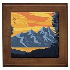 Illustration Landscape Nature Framed Tile by Wegoenart