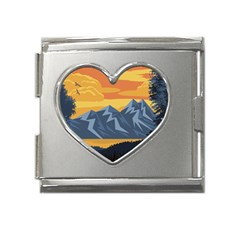 Illustration Landscape Nature Mega Link Heart Italian Charm (18mm) by Wegoenart