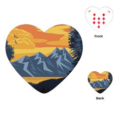 Illustration Landscape Nature Playing Cards Single Design (heart) by Wegoenart