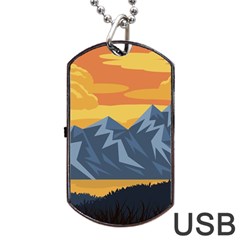 Illustration Landscape Nature Dog Tag Usb Flash (two Sides) by Wegoenart