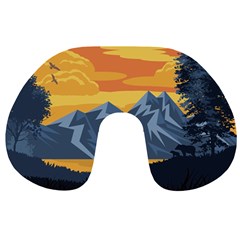 Illustration Landscape Nature Travel Neck Pillow by Wegoenart